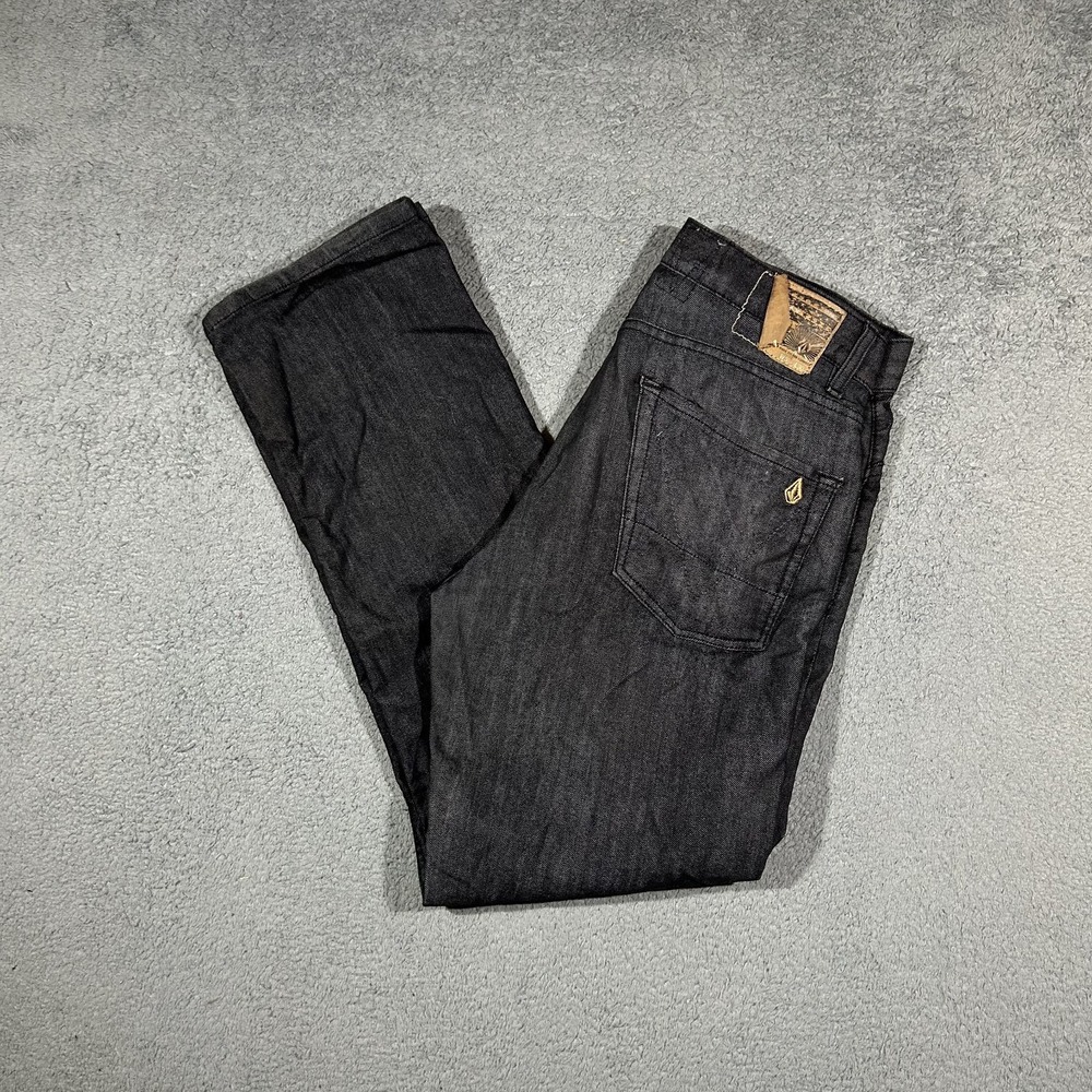 Vintage Y2k Volcom Vorta Jeans Men's 30x30 Black Denim Cotton Straight Fit #2739